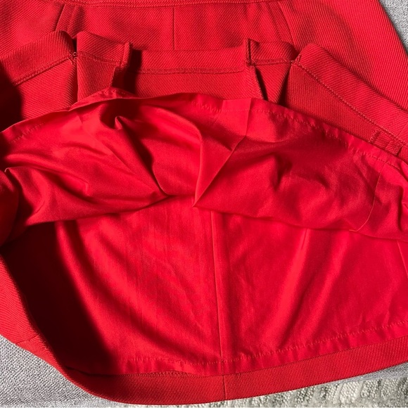 Loft Bright Orange Knit Substantial Front Kick Pleat Zip Back A Line Skirt Work - Picture 8 of 9